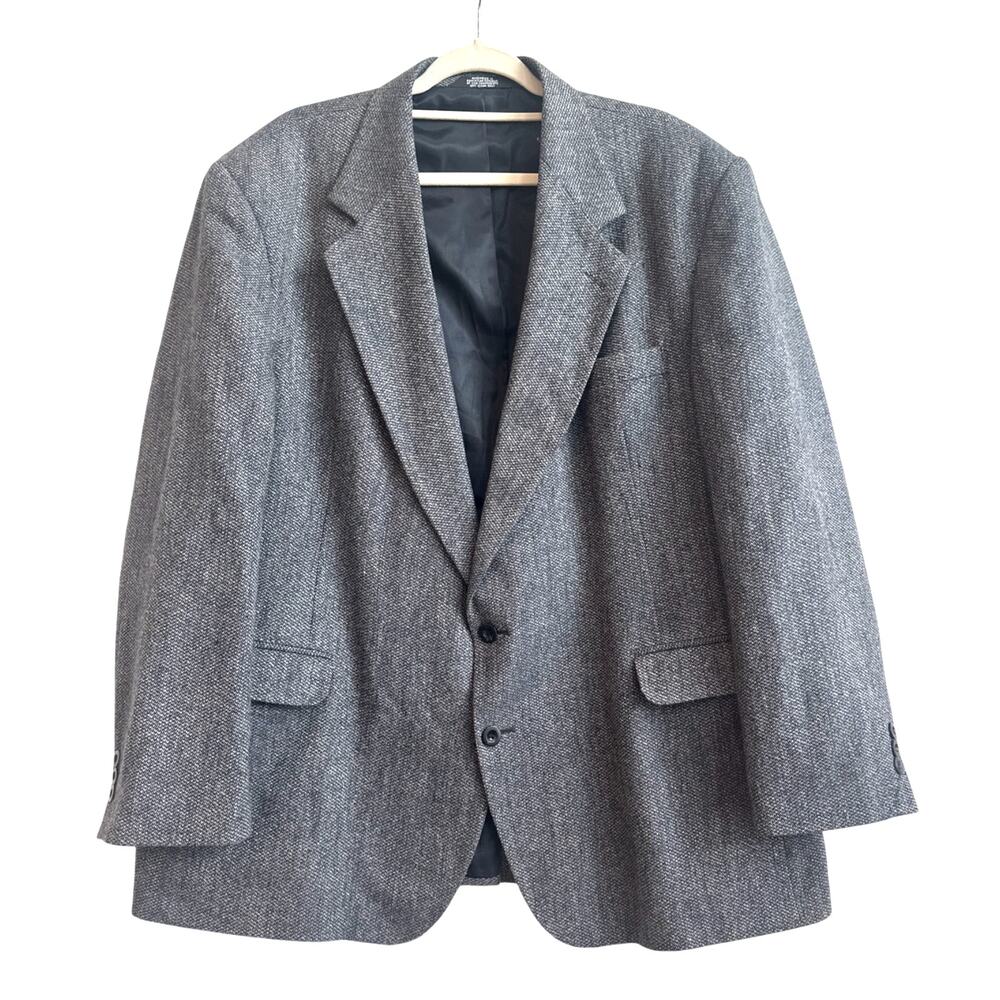 Haggar Clothing Co Wool/Silk/Poly Blend Navy/Gray Two Button Suit Blazer